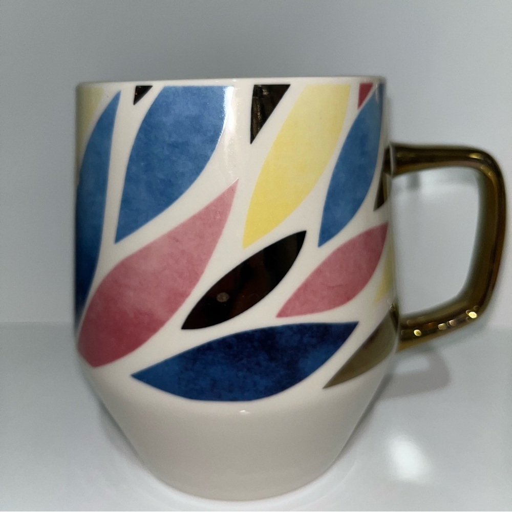 Ceramic gold leaf spring mug